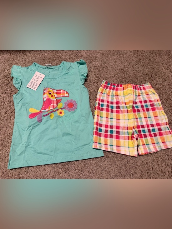 None Other - Girls Tropical Parrot T-shirt Set